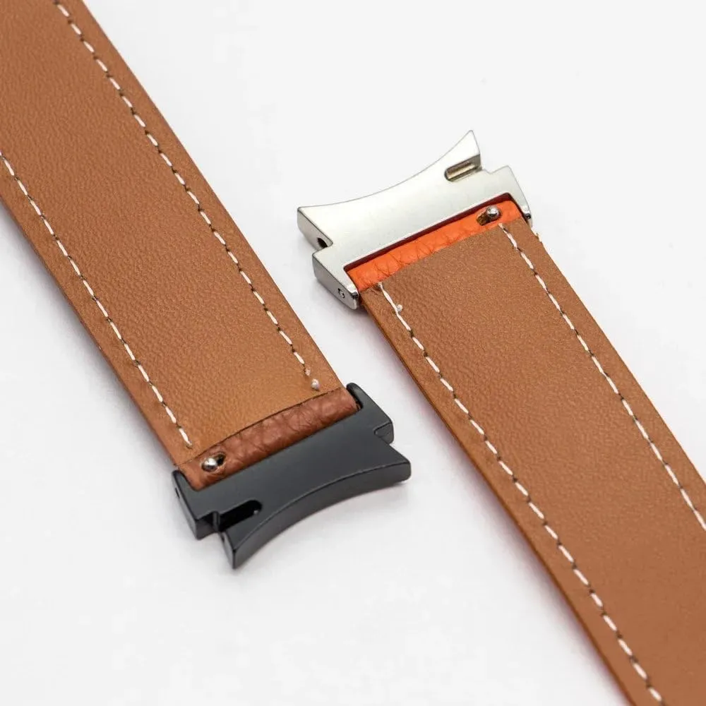 No Gaps Leather Band for Samsung Galaxy Watch 6 5 4 40mm 44mm 46mm 42 43 47mm 5 Pro 45mm Magnetic Buckle Watch Strap