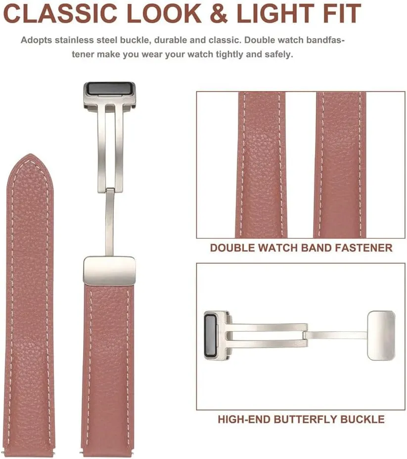No Gaps Leather Band for Samsung Galaxy Watch 6 5 4 40mm 44mm 46mm 42 43 47mm 5 Pro 45mm Magnetic Buckle Watch Strap