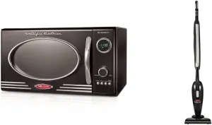 Nostalgia Retro Countertop Microwave Oven, 0.9 Cu. Ft. 800-Watts Cu.Ft, Black & BISSELL FeatherWeightâ Featherweight Stick Lightweight Bagless Vacuum with Crevice Tool, 2033M, Black