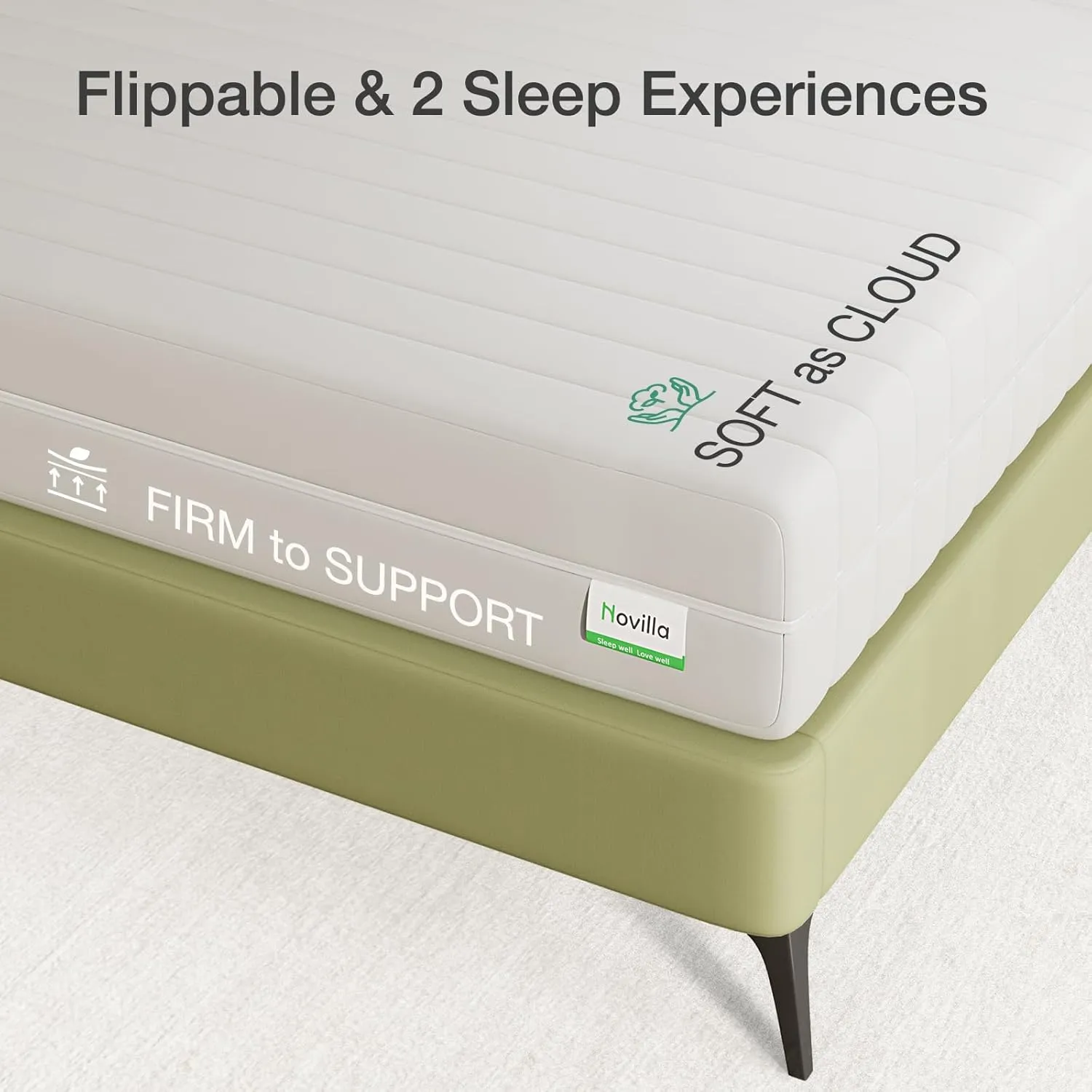 Novilla Full Mattress, 12 Inch Foam Mattress in a Box, Double Side Sleep Full Size Mattresses with Breathable Fabric Cover for Back & Side Sleeper, Flippable Mattresses with Tight Top