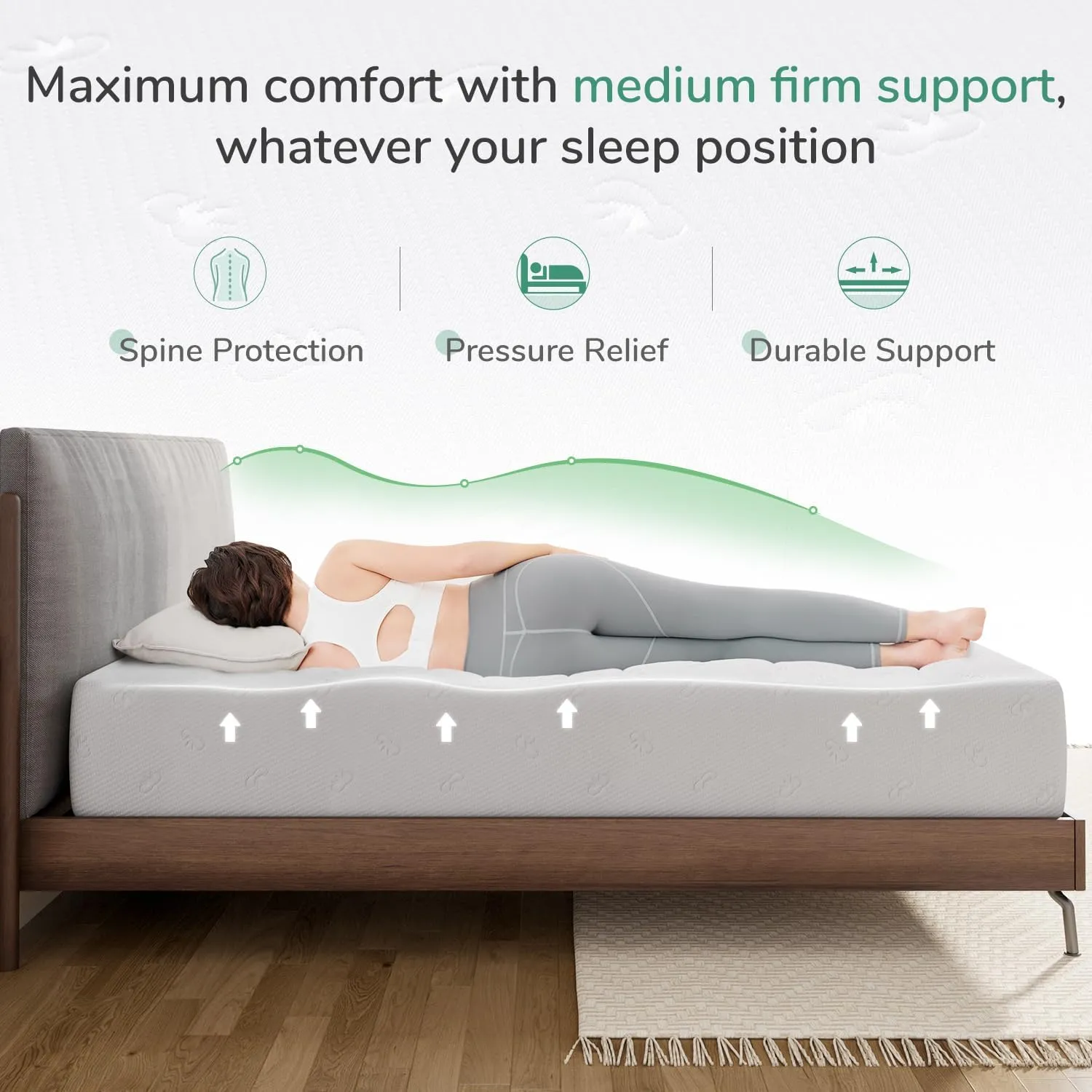 Novilla Mattress, 12 Inch Queen Size Memory Foam with Comfort for Pressure Relief & Cool Fresh Sleep,Removable Washable Cover, Medium Firm