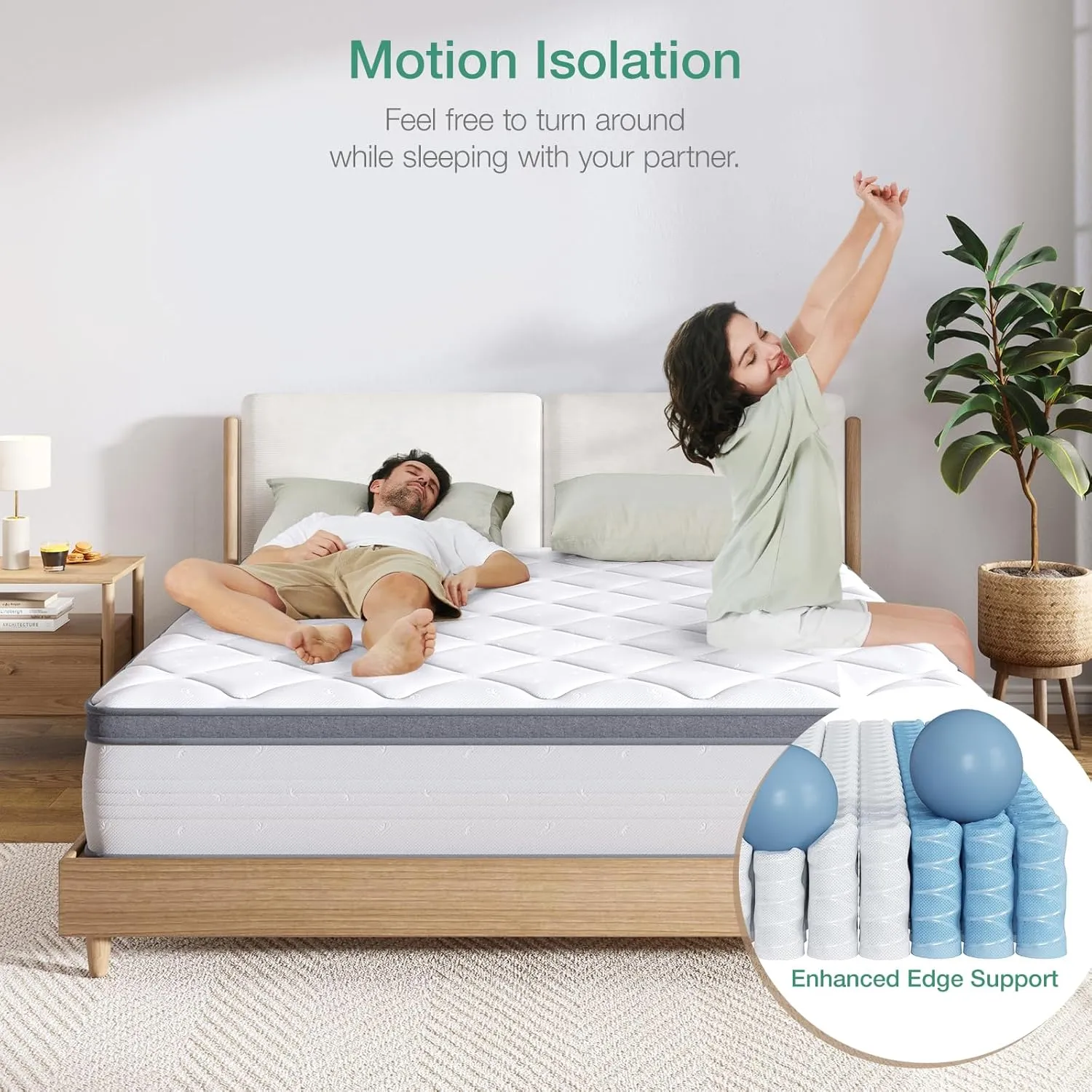 Novilla Queen Mattress, 12 Inch Hybrid Mattress Queen with Comfort Foam,Innerspring Pillow Top Mattresses in a Box, Pressure & Pain Relief, Soft Feel but Supportive