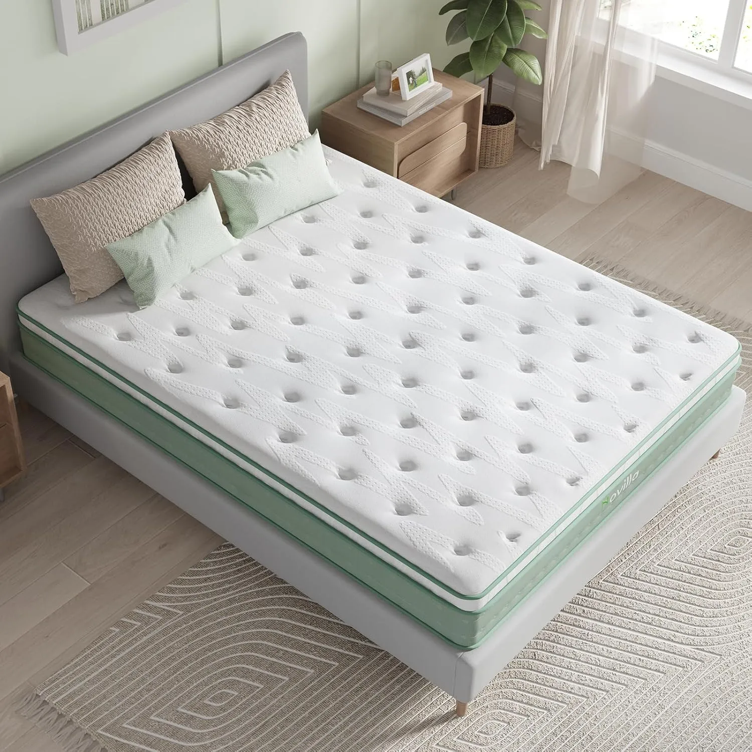 Novilla Twin Size Mattress, 12 Inch Hybrid Mattress with Knitted Cover, Gel Memory Foam with High High Resilience Foam for Pressure Relief, Medium Firm