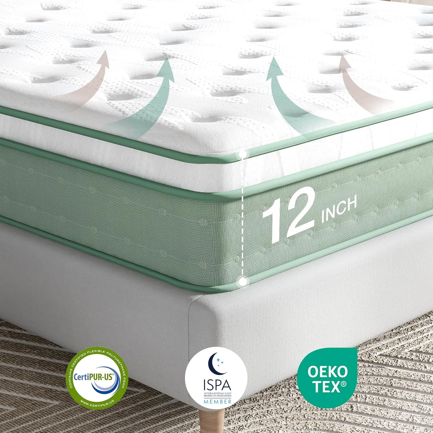 Novilla Twin Size Mattress, 12 Inch Hybrid Mattress with Knitted Cover, Gel Memory Foam with High High Resilience Foam for Pressure Relief, Medium Firm