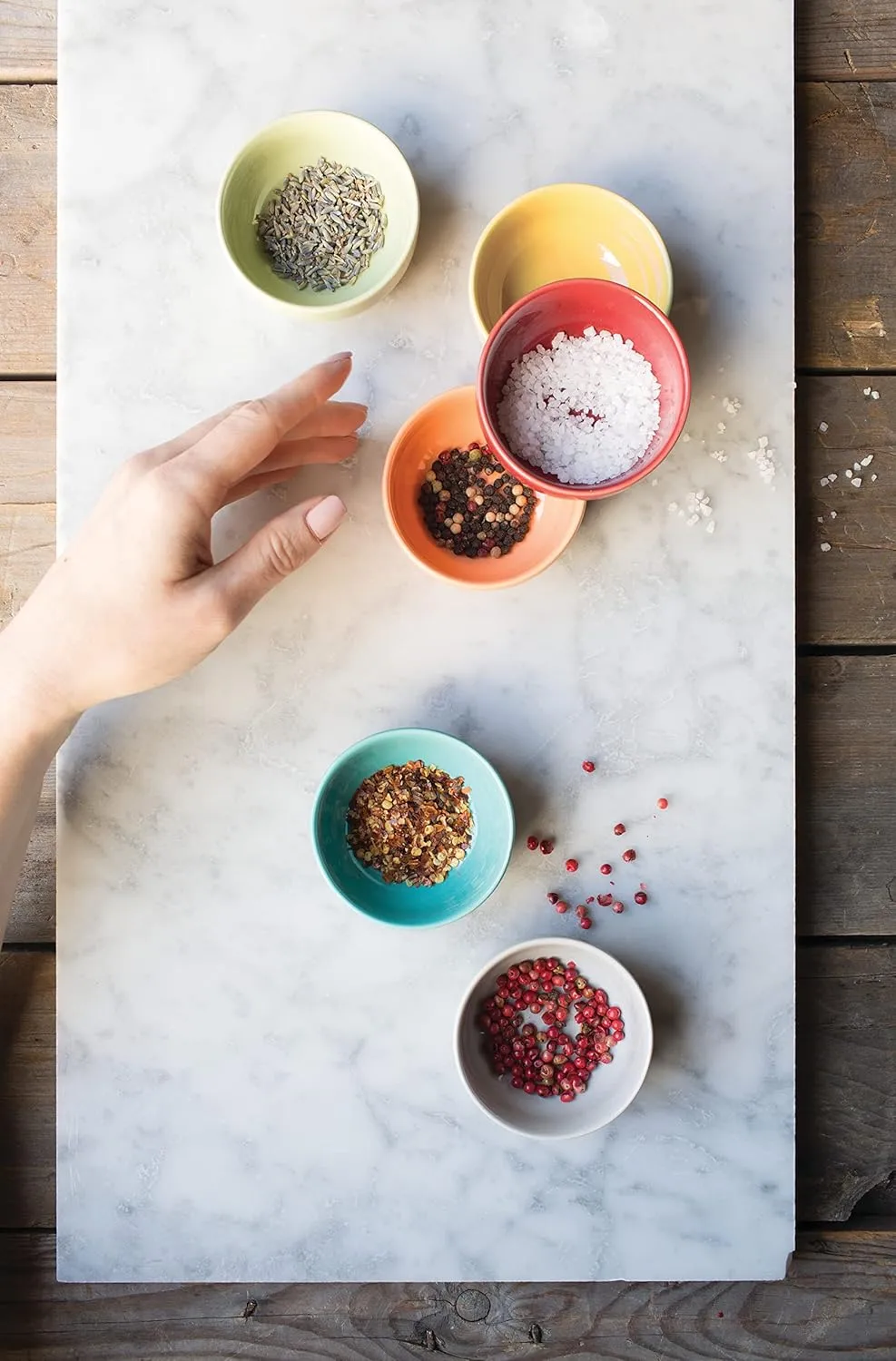 Now Designs Canyon Ceramic Pinch Bowl Set, Soy Sauce Dish, Set of 6, 2 oz