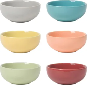 Now Designs Canyon Ceramic Pinch Bowl Set, Soy Sauce Dish, Set of 6, 2 oz