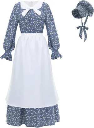 NSPSTT Prairie Dress Women Pioneer Dress Colonial Costume Women Amish Old Fashioned Floral Dresses