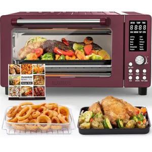 Nuwave Bravo Pro Smart Air Fryer Toaster Oven Combo, 12-in-1 Functions with Quicker & Even Crisp Technology, 1800W, 50-450°F, PFAS-Free, 21QT, Cinnamon