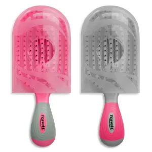 NuWay 4HAIR® U.S. Patented Detangler Hair Brush for Men & Women - Pink & Gray | Hair Comb for Scalp Care - Fast Dry Venting Scheme - TravelC Detangling Brush for All Hair Type