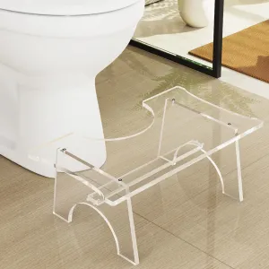 Nynelly Acrylic Toilet Stool Squat for Adults, 6.3 Inch Clear Bathroom Poop Potty Stool, Portable Toilet Step Foot Stool for Men Women, Non-Slip, Blends Well Into Any Bathroom