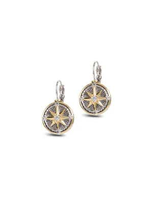 Ocean Images Seaside Collection CZ Compass Earrings