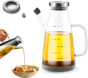 Oil Dispenser Bottle with Drip Free Spout, 2 in 1 Oil Dispenser and Sprayer for Kitchen, Olive Oil Dispenser Bottle Oil Dispensing Bottles for Cooking Glass Oil Spray Bottle (Clear 550ML)