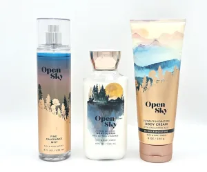 Open Sky Fragrance Bath & Body 3 pc- Bundle Set,Pine Fragrance Mist 8 fl oz, Body Lotion 8 fl oz, Body Cream 8 oz