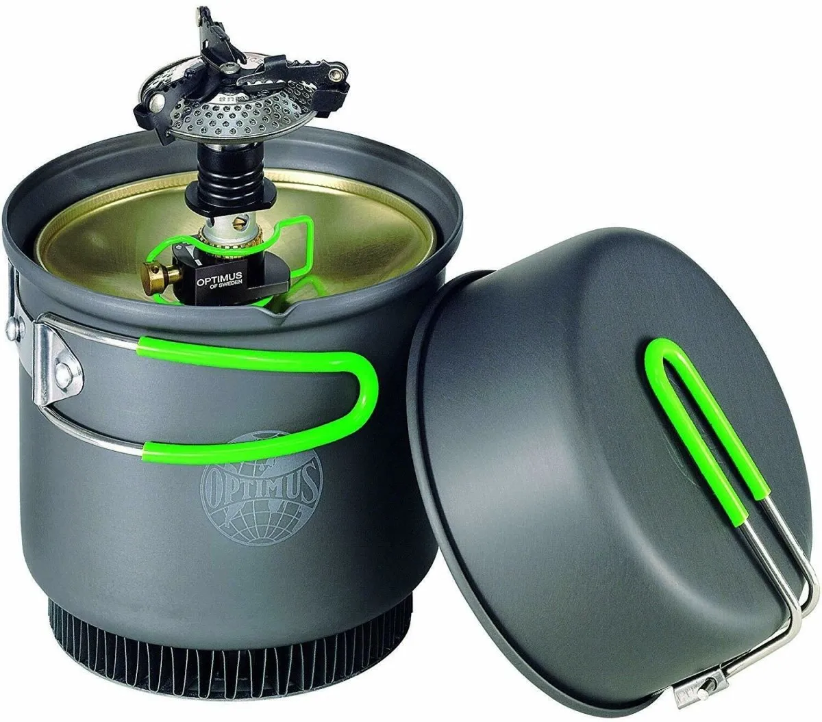 OPTIMUS CRUX WEEKENDER HE Cook System Gas Stove Camping Hiking Woods Burner Pans
