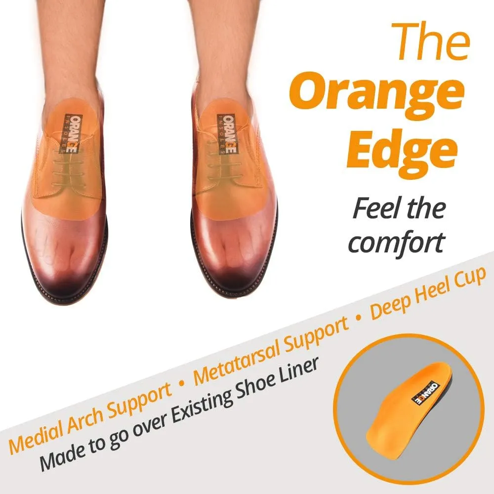 Orange Insoles E 3/4 Fits MEN'S shoe 10.5-11.5, WOMEN'S 12-13 Uses a heel cup, contoured medial arch,and metatarsal pad to help with better alignment and weight distribution, Versatility in your shoes