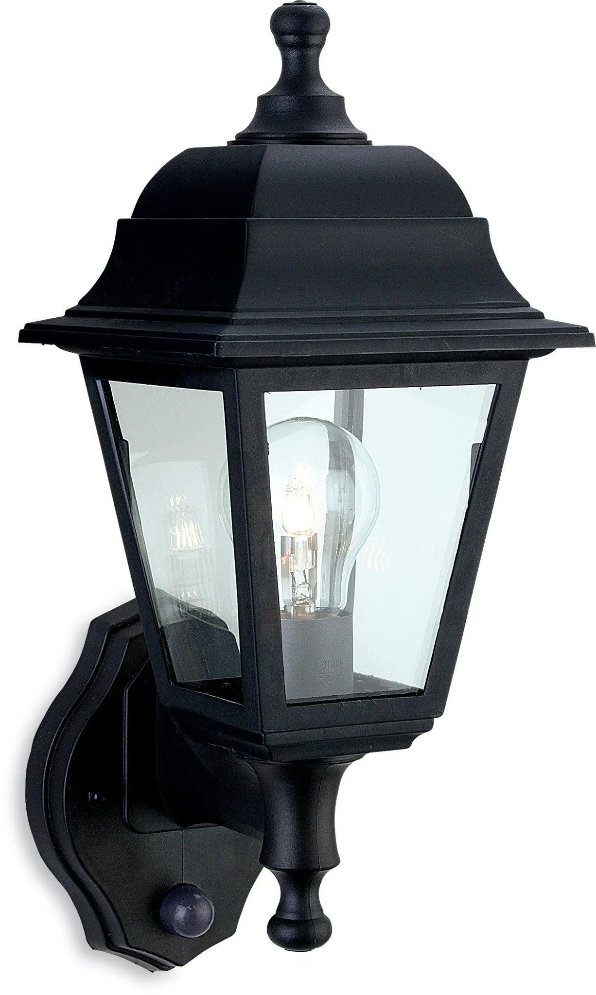Oslo Lantern - Uplight with PIR Black Resin