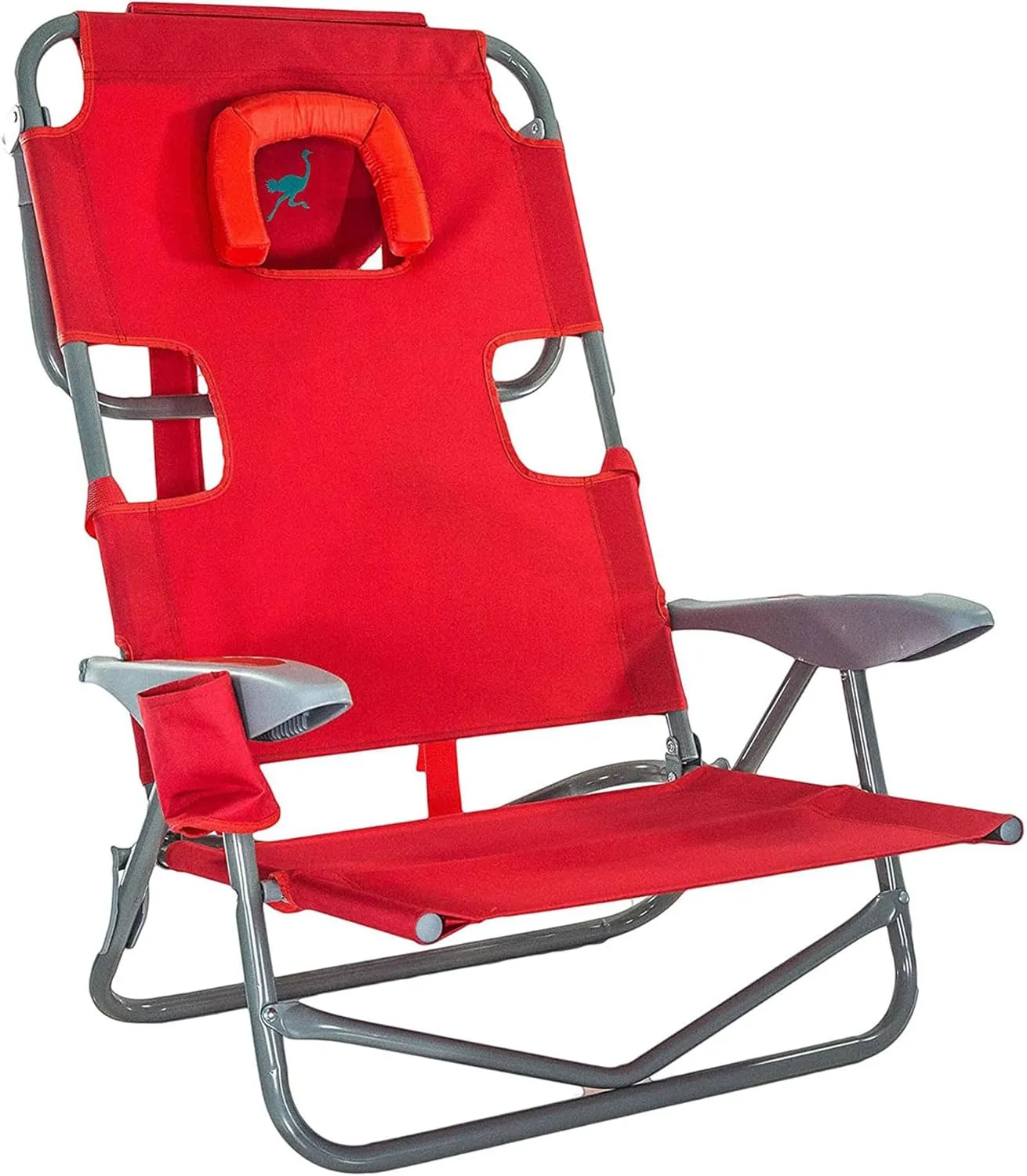 Ostrich On-Your-Back Portable 9.6-Pound Folding Reclining Outdoor Camping Lawn Chair with 5 Adjustable Positions, Red (3 Pack)