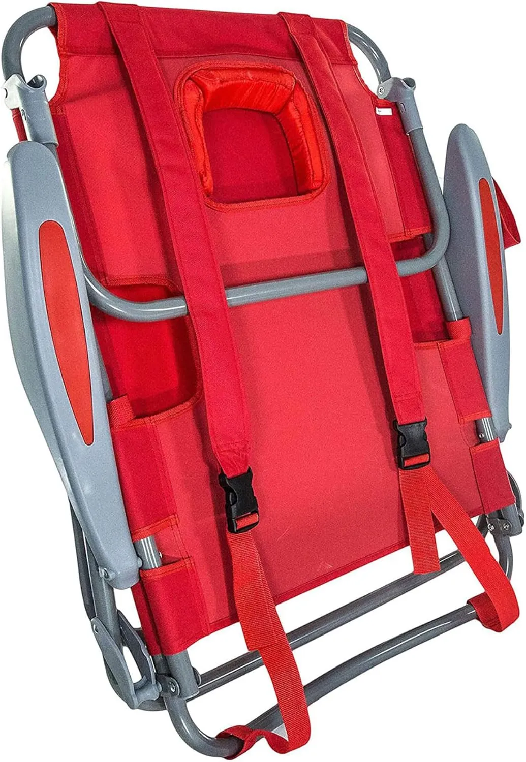 Ostrich On-Your-Back Portable 9.6-Pound Folding Reclining Outdoor Camping Lawn Chair with 5 Adjustable Positions, Red (3 Pack)