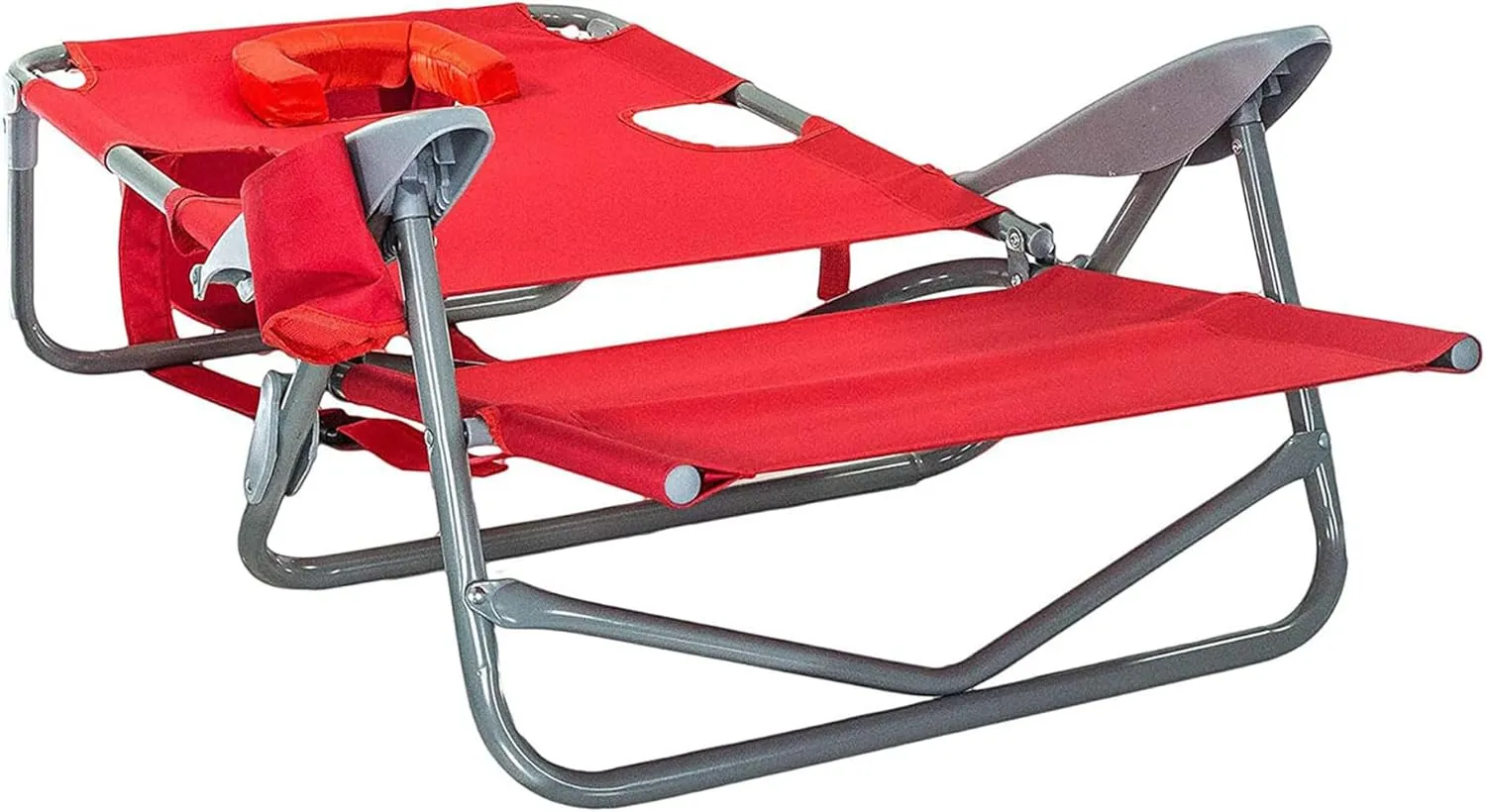 Ostrich On-Your-Back Portable 9.6-Pound Folding Reclining Outdoor Camping Lawn Chair with 5 Adjustable Positions, Red (3 Pack)