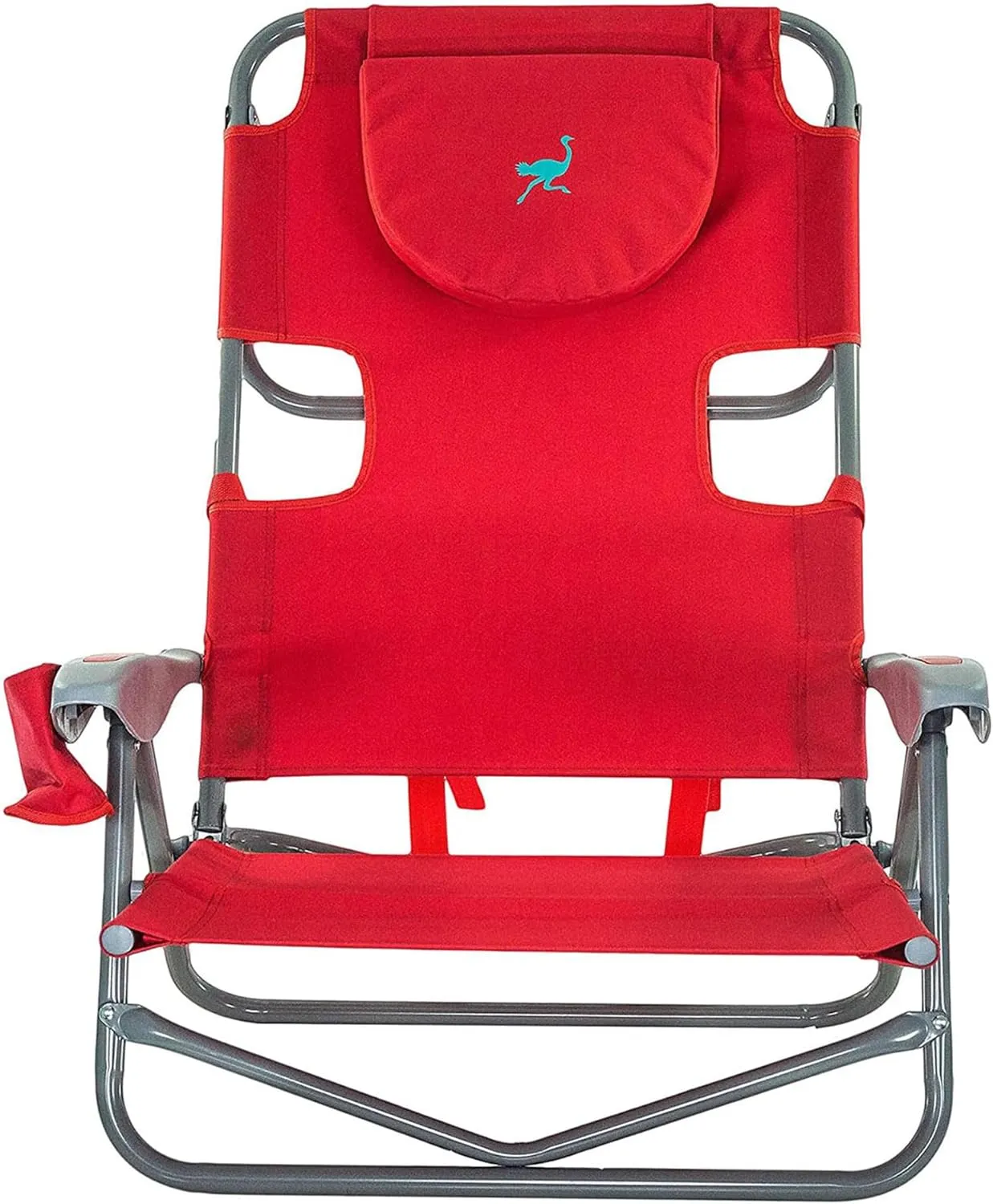 Ostrich On-Your-Back Portable 9.6-Pound Folding Reclining Outdoor Camping Lawn Chair with 5 Adjustable Positions, Red (3 Pack)