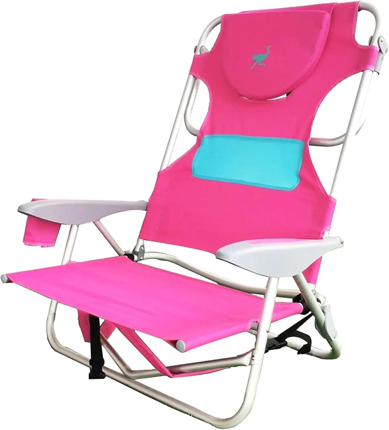 Ostrich Outdoor Beach Ladies Comfort On-Your-Back Adjustable & Portable Beach Chair with Backpack Straps and Cup Holder, Pink (3 Pack)
