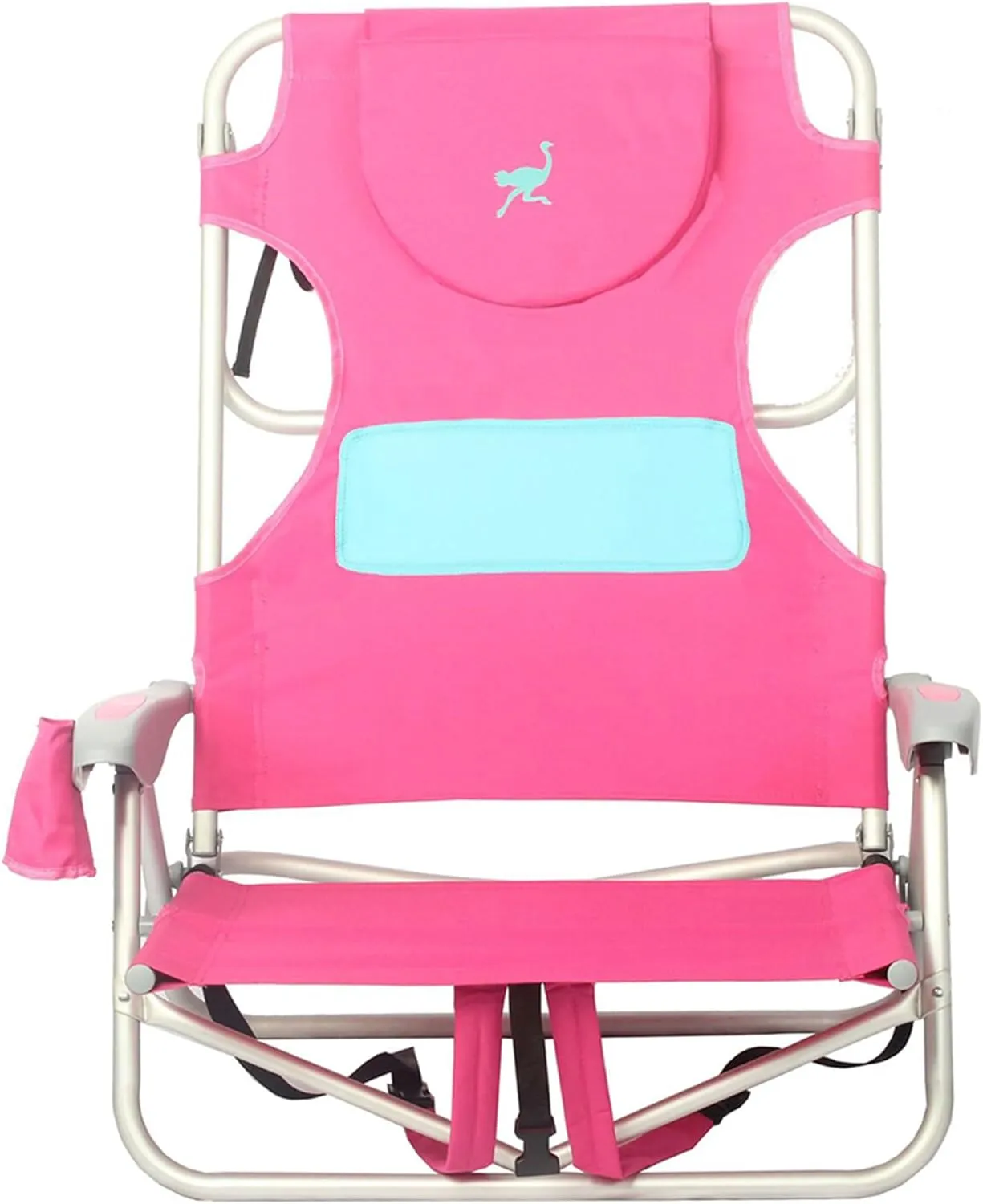 Ostrich Outdoor Beach Ladies Comfort On-Your-Back Adjustable & Portable Beach Chair with Backpack Straps and Cup Holder, Pink (3 Pack)