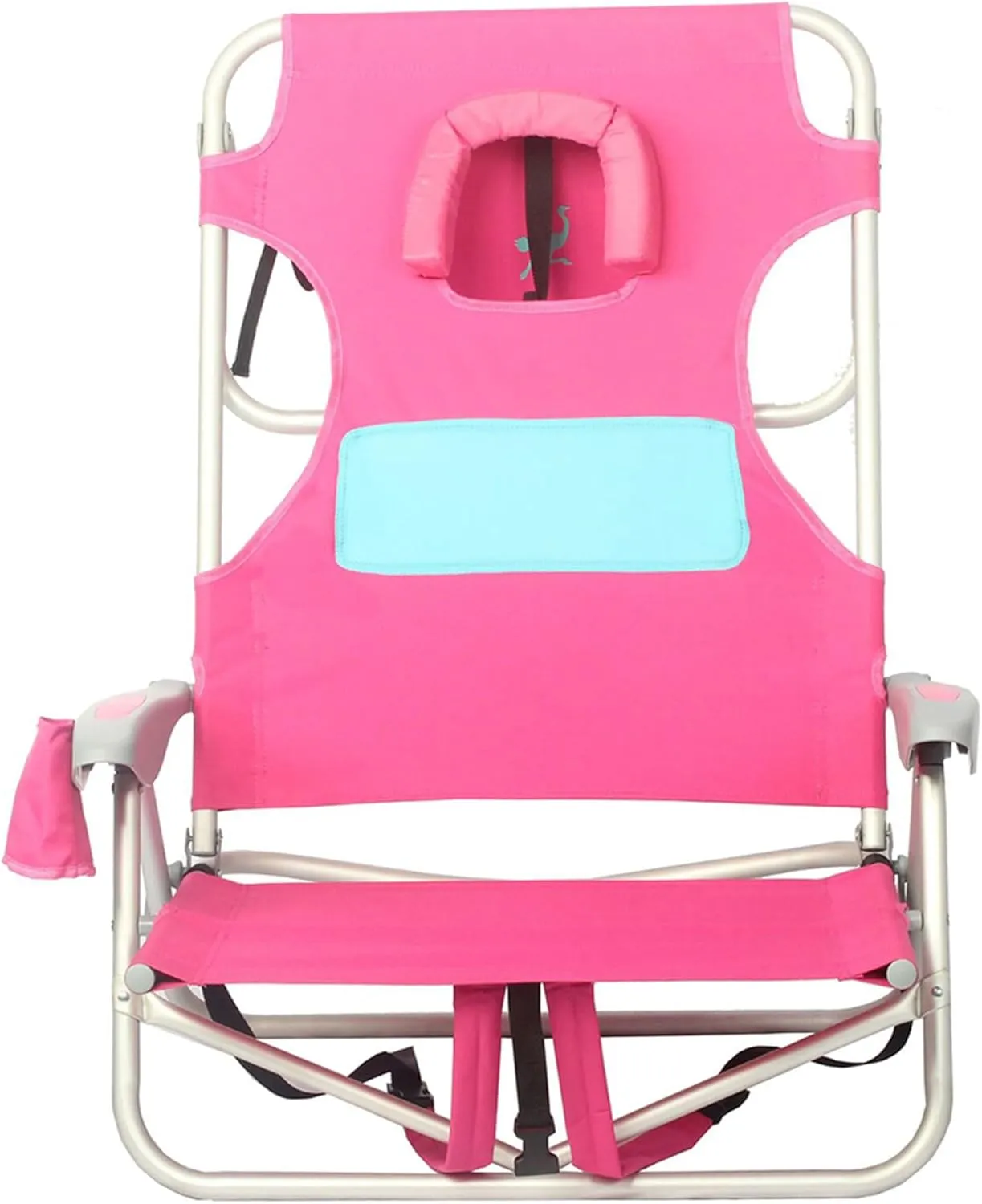 Ostrich Outdoor Beach Ladies Comfort On-Your-Back Adjustable & Portable Beach Chair with Backpack Straps and Cup Holder, Pink (3 Pack)