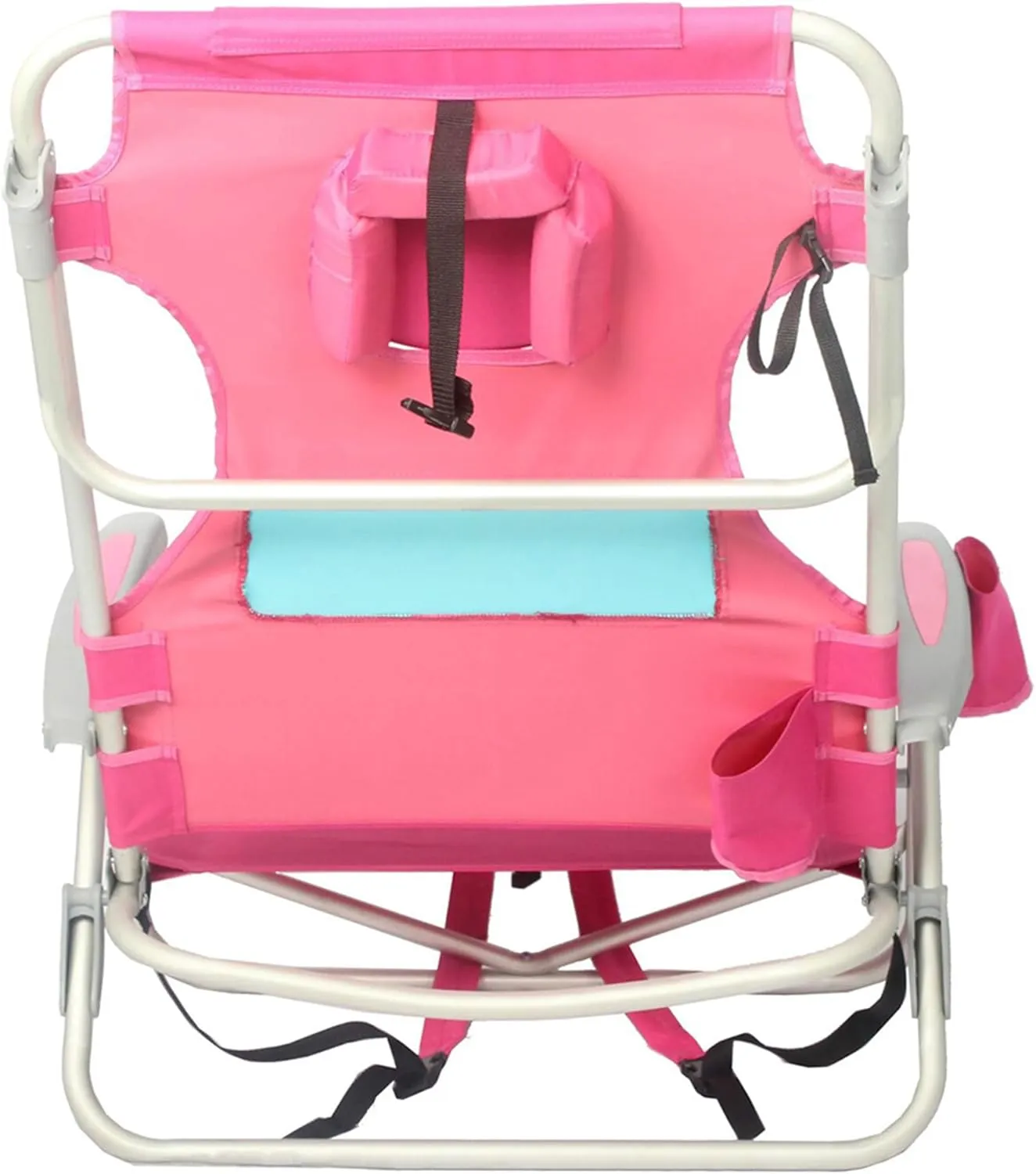 Ostrich Outdoor Beach Ladies Comfort On-Your-Back Adjustable & Portable Beach Chair with Backpack Straps and Cup Holder, Pink (3 Pack)