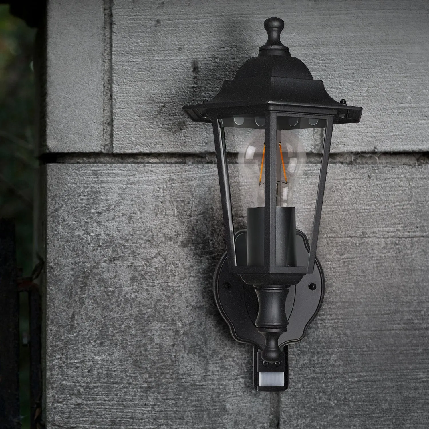 Outdoor 6 Side IP44 Wall Lantern Security Light with PIR Motion Sensor ~ 5427