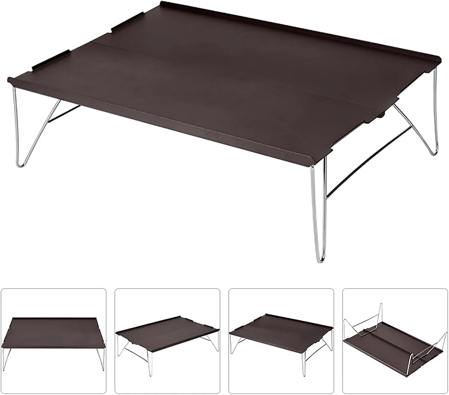Outdoor Folding Aluminium Camping Table Mini Size Easy Packable Pop-Up Edged Backpacking Picnic Table with Carry Bag for Home, Hiking, Camping, Mountaineering