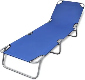 Outdoor Folding Camping Bed, Foldable Travel Lounger, Suitable for Camping, Hunting, Backpacking, Luxury Camping, Sunbathing. Sun Lounger Powder-Coated Steel Blue