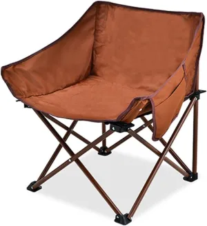 Outdoor Folding Chair, Moon Chair, Portable Recliner, Picnic Chair, Camping Chair, Beach Chair, Fishing Stool(Brown)