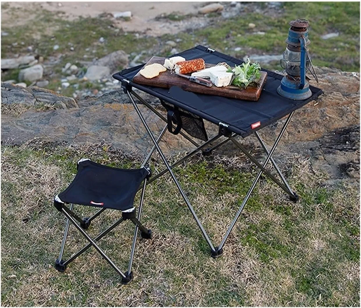 Outdoor Folding Stool Camping Stool Outdoor Hiking Travel Quick Open Folding Aluminum Alloy Chair Lightweight Portable Picnic BBQ Fit for Seat Small Folding Stool(Khaki)