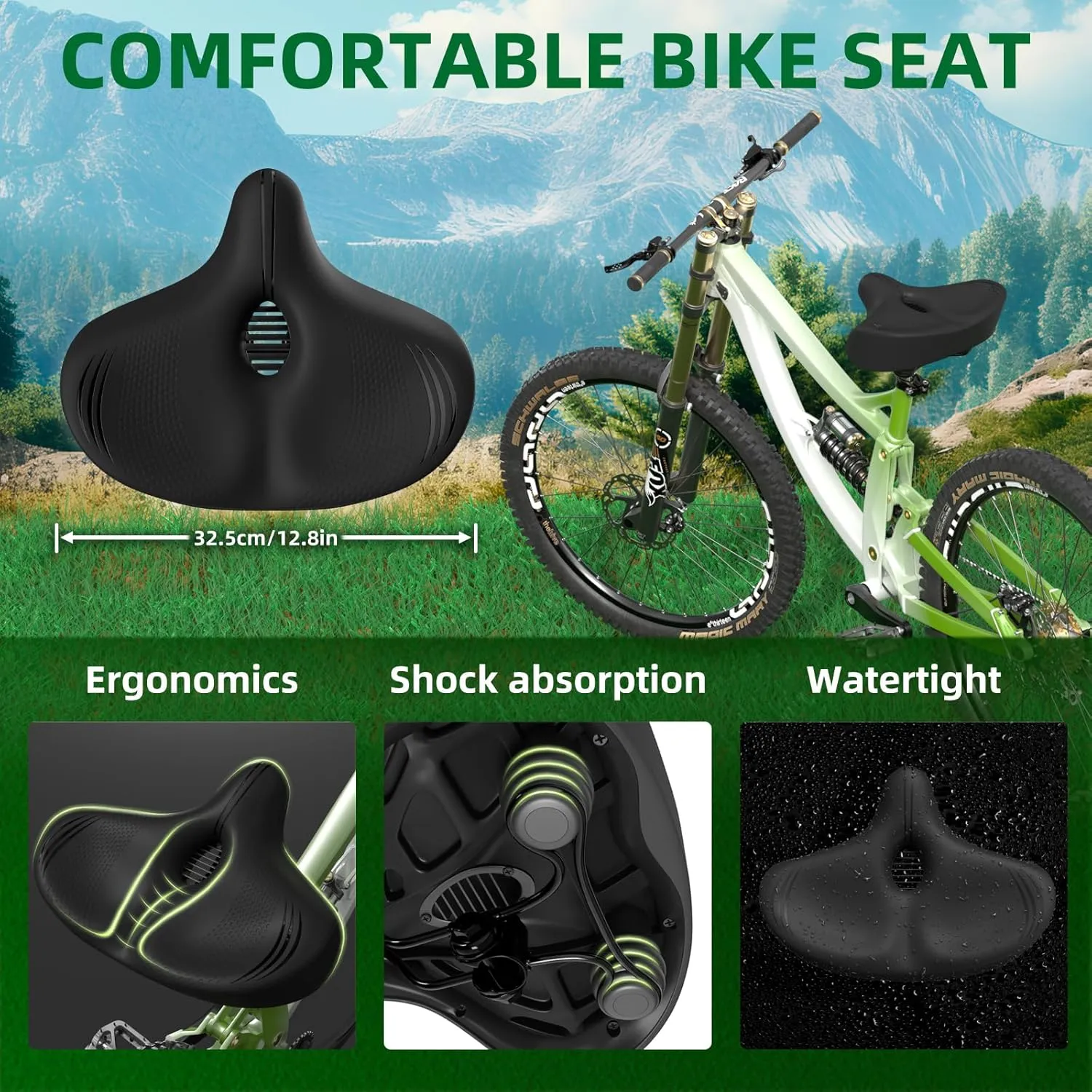 Oversized Bike Seat for Peloton, Comfort Bicycle Seat Cushion Compatible with Peloton, Road or Exercise Bikes, Bicycle Saddle Replacement for Men & Women