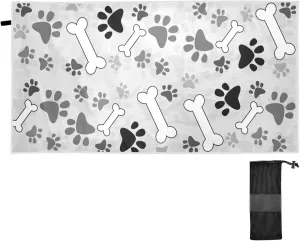 Oyihfvs Vintage Dog Paws Grey Quick Drying Beach Towel, Foldable Yoga Towel, Soft Sport Towel, Sweat Absorbent Towel with Storage Mesh Bag 30 x 60 inch (S)