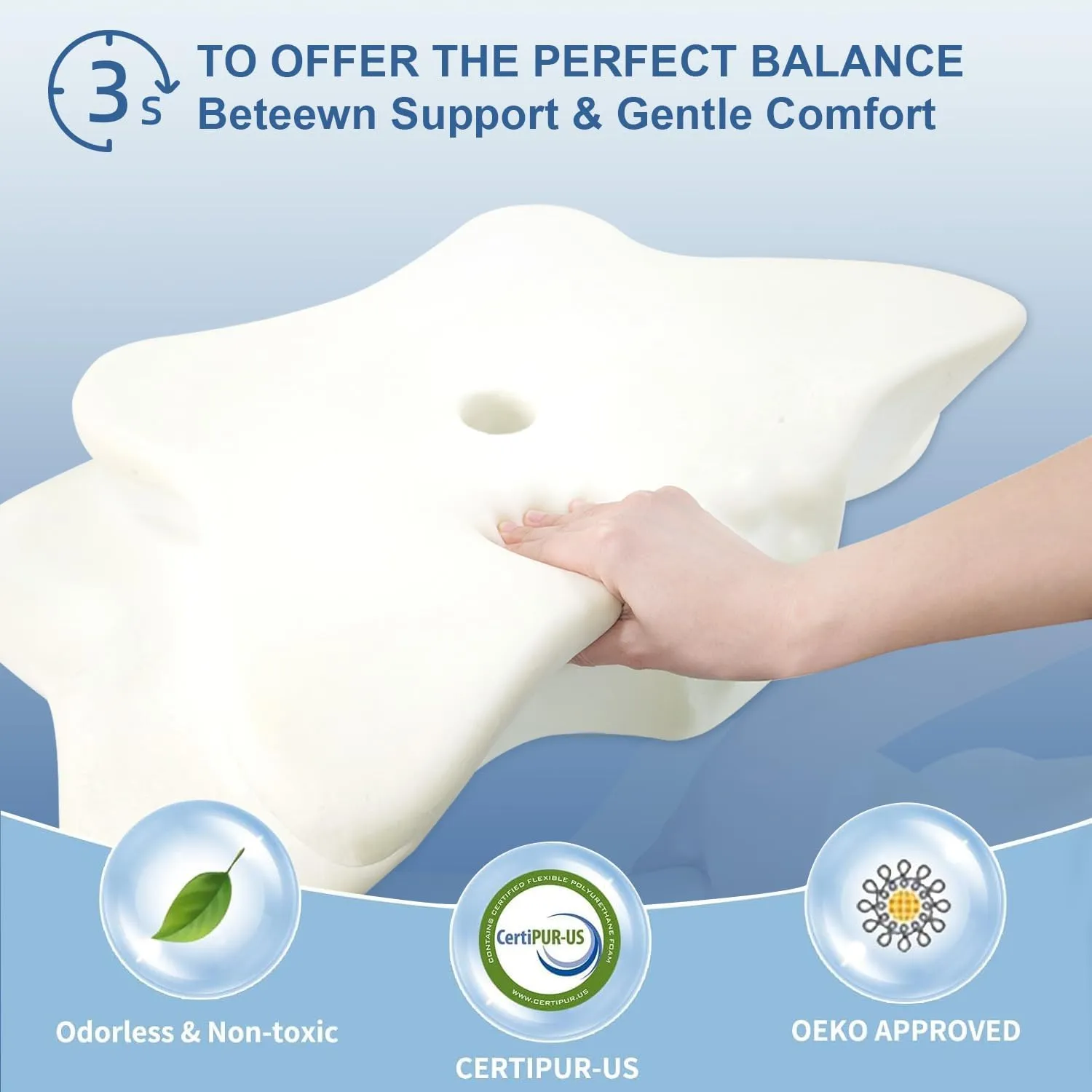 Pain Relief Cervical Pillow for Neck Support, Adjustable Ergonomic Pillow Cozy Sleeping, Odorless Orthopedic Memory Foam Pillows, Contour Bed Pillow for Side Back Stomach Sleeper