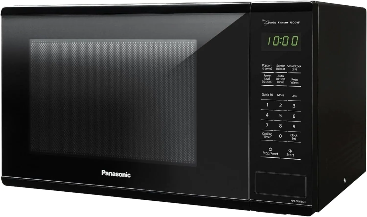 Panasonic Countertop Microwave Oven with Genius Sensor Cooking, Quick 30sec, Popcorn Button, Child Safety Lock and 1100 Watts of Cooking Power - NN-SU656B - 1.3 cu. ft (Black)