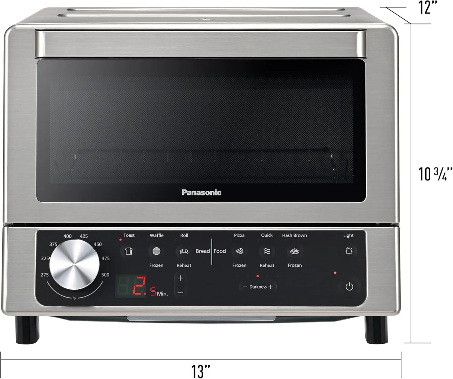 Panasonic FlashXpress Toaster Oven with Double Infrared Heating, 6 Auto Cook Options and Dial Temperature Control, 4-Slice Small Toaster Oven, 1300 Watts, PFAS-free - NB-G200P (Stainless Steel)