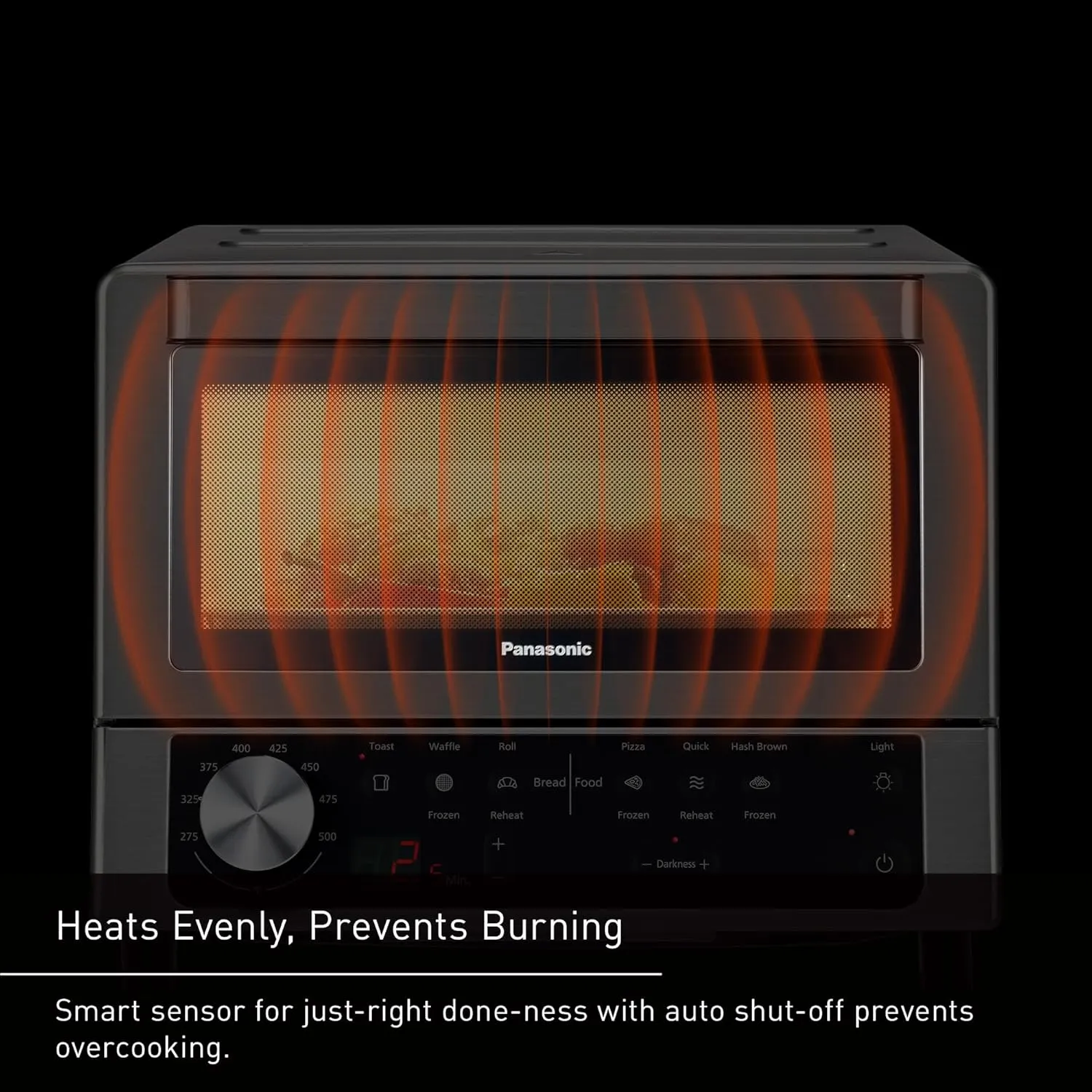 Panasonic FlashXpress Toaster Oven with Double Infrared Heating, 6 Auto Cook Options and Dial Temperature Control, 4-Slice Small Toaster Oven, 1300 Watts, PFAS-free - NB-G200P (Stainless Steel)