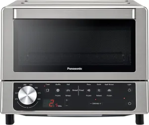 Panasonic FlashXpress Toaster Oven with Double Infrared Heating, 6 Auto Cook Options and Dial Temperature Control, 4-Slice Small Toaster Oven, 1300 Watts, PFAS-free - NB-G200P (Stainless Steel)