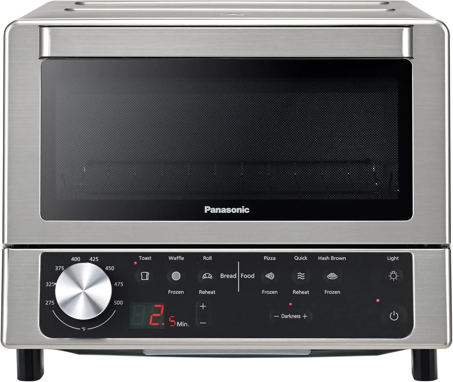 Panasonic FlashXpress Toaster Oven with Double Infrared Heating, 6 Auto Cook Options and Dial Temperature Control, 4-Slice Small Toaster Oven, 1300 Watts, PFAS-free - NB-G200P (Stainless Steel)