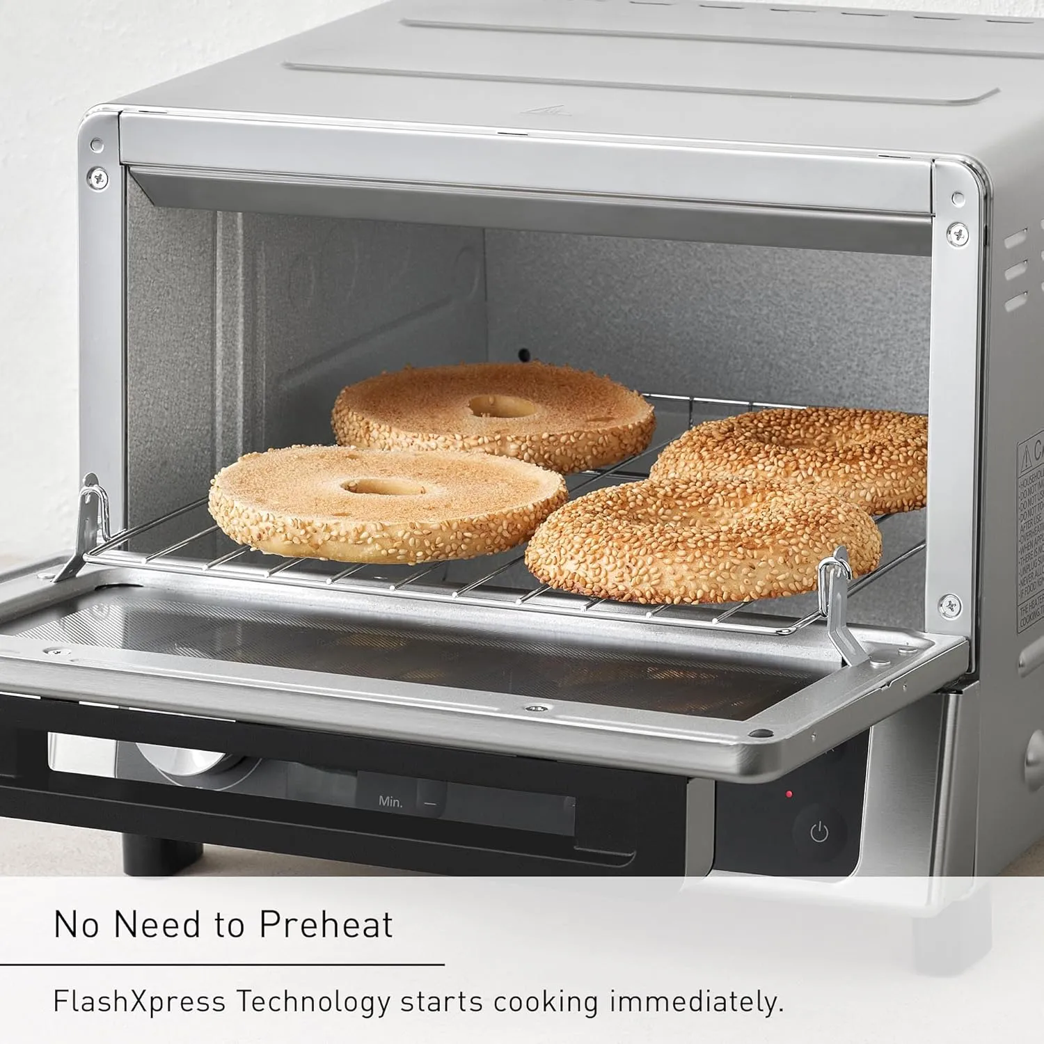 Panasonic FlashXpress Toaster Oven with Double Infrared Heating, 6 Auto Cook Options and Dial Temperature Control, 4-Slice Small Toaster Oven, 1300 Watts, PFAS-free - NB-G200P (Stainless Steel)