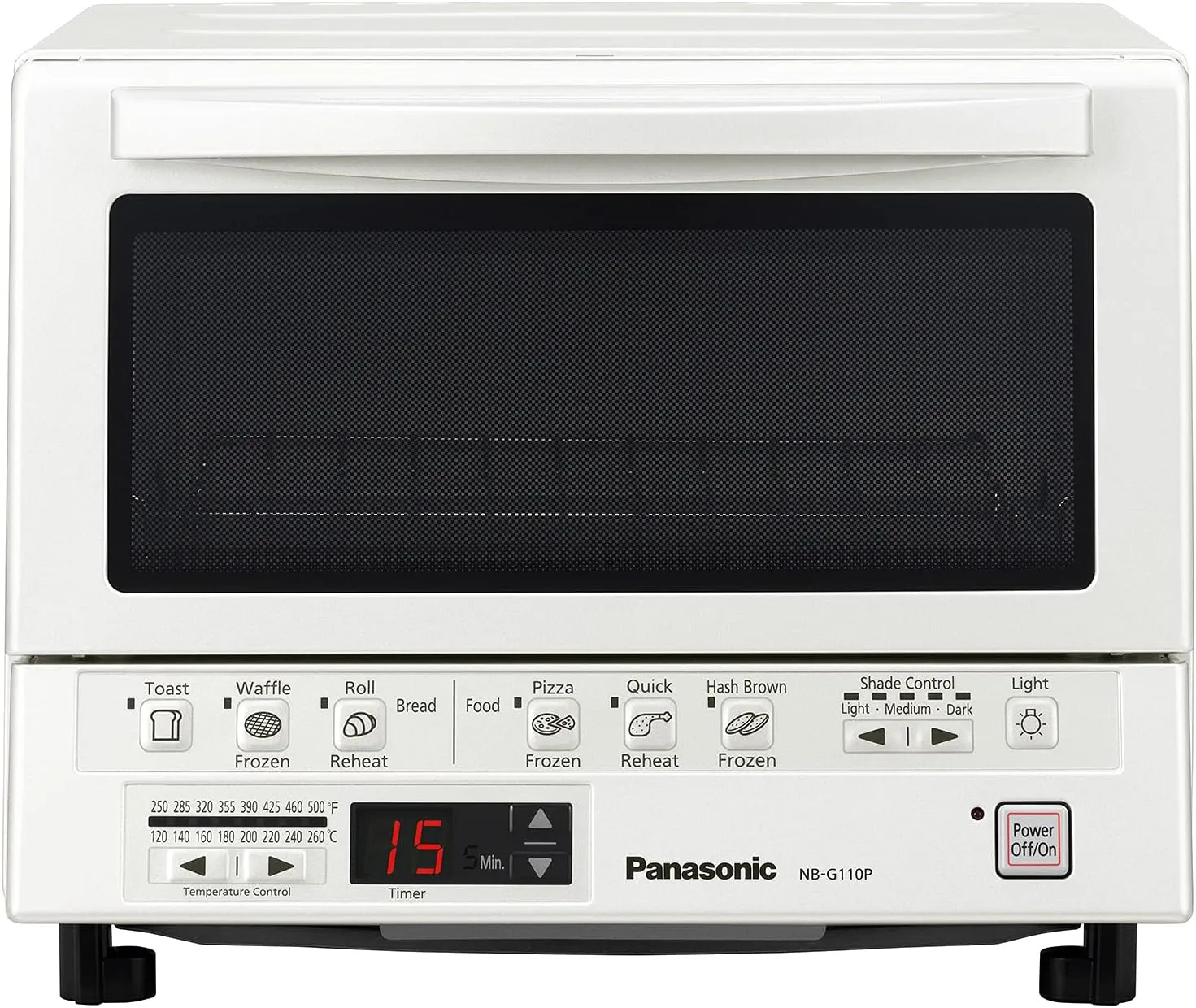 Panasonic FlashXpress Toaster Oven with Double Infrared Heating, 6 Auto Cook Options and Precise Temperature Control, 4-Slice Small Toaster Oven, 1300 Watts - NB-G110-W (White)