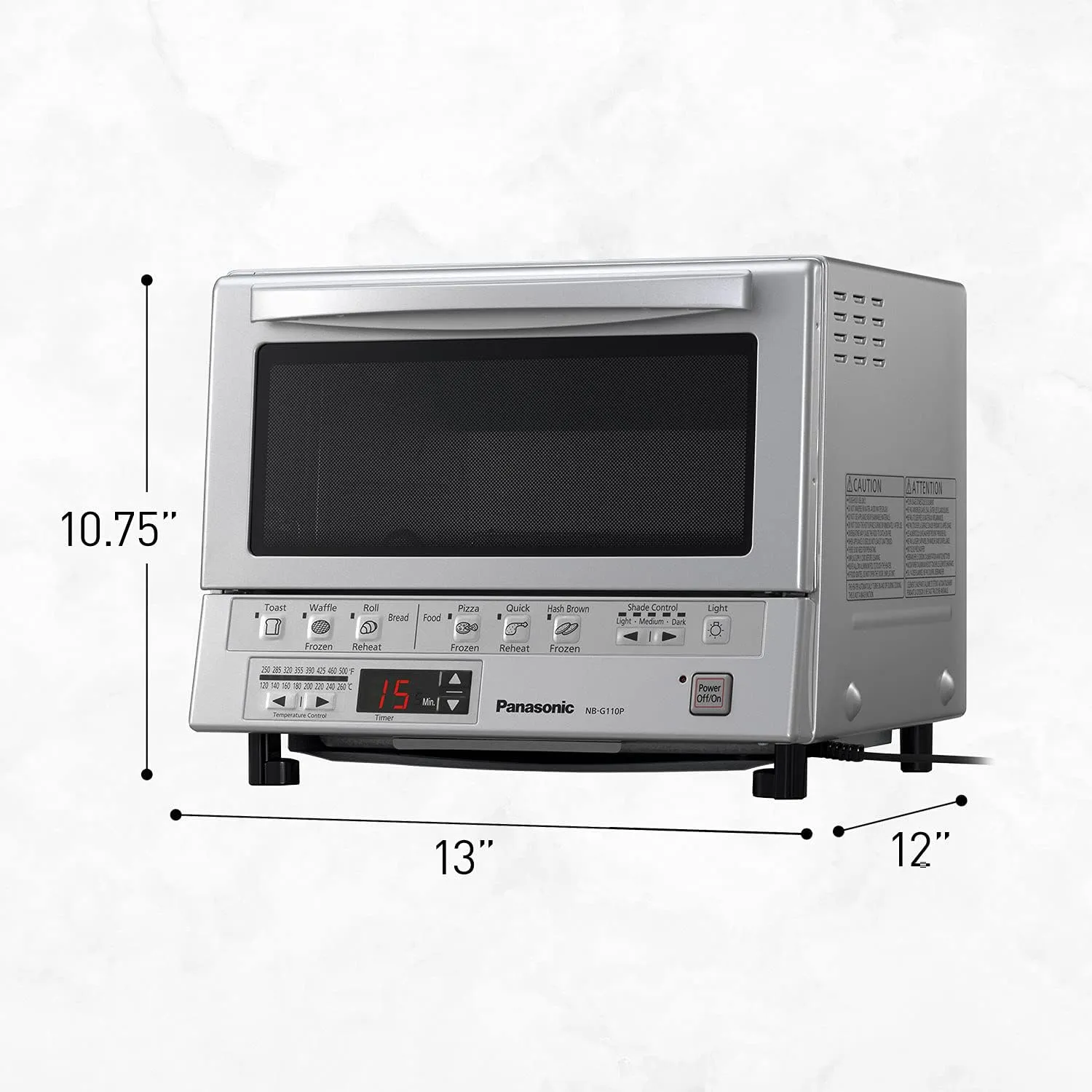 Panasonic FlashXpress Toaster Oven with Double Infrared Heating, 6 Auto Cook Options and Precise Temperature Control, 4-Slice Small Toaster Oven, 1300 Watts - NB-G110P (Silver)