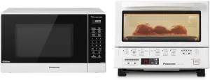 Panasonic NN-SN65KW Microwave Oven with Inverter Technology, 1200W, 1.2 cu.ft. & Toaster Oven FlashXpress with Double Infrared Heating and Removable 9-Inch Inner Baking Tray, 1300W, 4-Slice, White