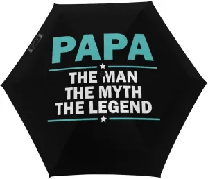 Papa The Man The Myth The Legend Mini Umbrellas for Rain Travel Umbrella Windproof Compact Umbrella Lightweight 5 Fold Umbrella