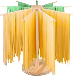 Pasta Drying Rack, Large Wood Pasta Rack Drying Collapsible for Easy Storage, Kitchenaid Pasta Attachment, for Fresh Pasta Making Spaghetti Dryer Hanger Stand