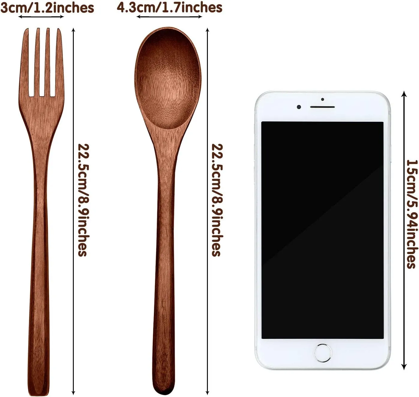 Patelai Wooden Spoons Forks Set Wood Dinner Utensil Set Reusable Flatware Tableware Set Handmade Natural Cutlery Set Includes Wood Spoon Fork for Cooking Stirring Eating(16 Pieces)