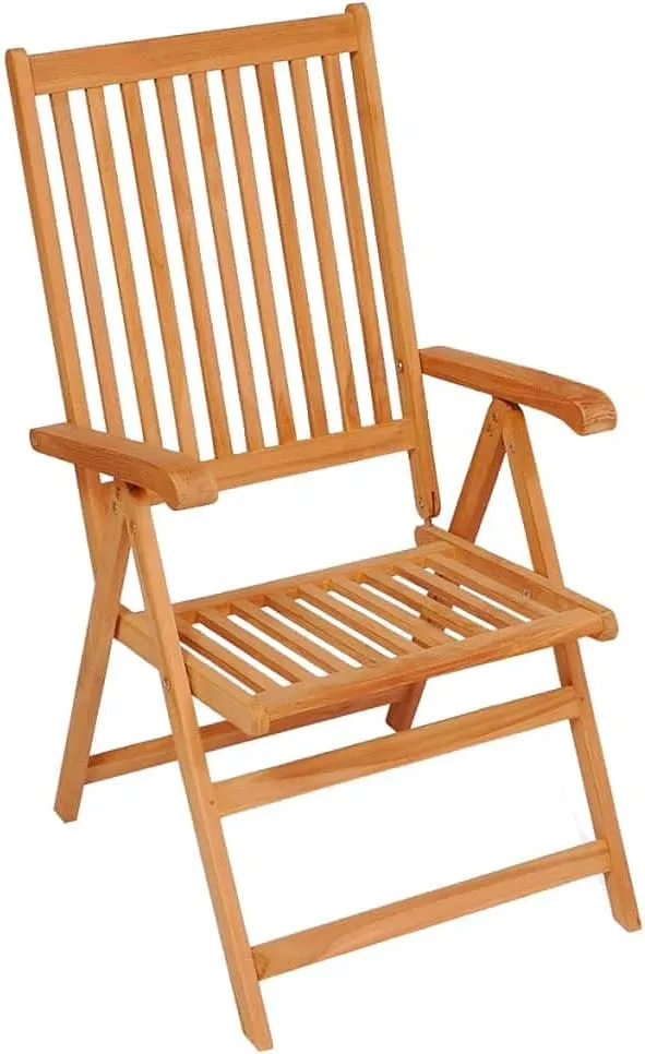 Patio Chairs 2 Pcs with Cream Cushions Solid Teak Wood Foldable Reclining Outdoor Lounge Chairs for Garden Backyard Balcony Poolside