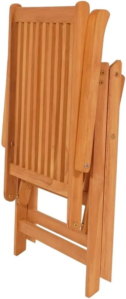 Patio Chairs 2 Pcs with Cream Cushions Solid Teak Wood Foldable Reclining Outdoor Lounge Chairs for Garden Backyard Balcony Poolside
